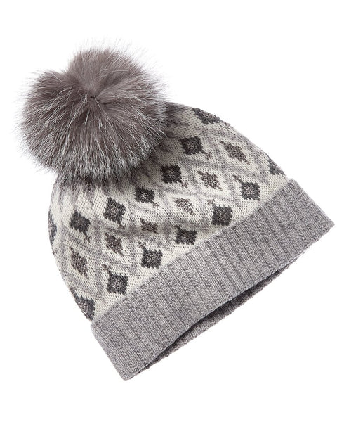 Sofiacashmere Lurex Fairisle Wool & Cashmere-Blend Hat, Blue Sofia Cashmere sofiacashmere Lurex Fairisle Wool & Cashmere  main image 2