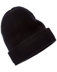 Amicale Cashmere Rib Double Fold-Over Cuff Slouchy Cashmere Hat