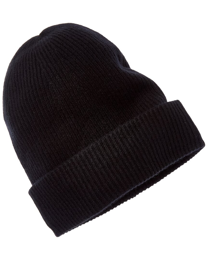 Amicale Cashmere Rib Double Fold-Over Cuff Slouchy Cashmere Hat