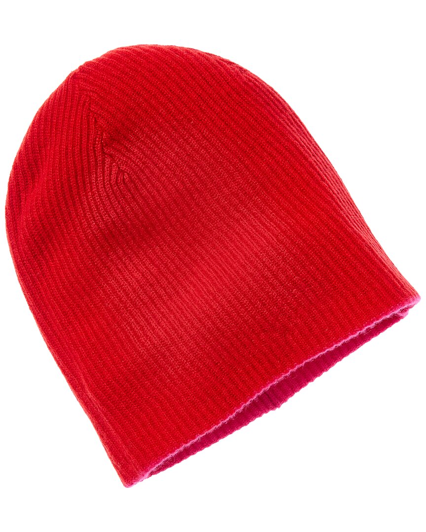 Amicale Cashmere 2 Color Reversible Rib Cashmere Hat