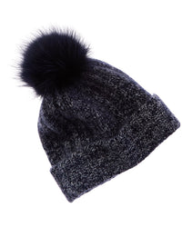 Amicale Cashmere Marl Ladderstitch Cuffed Cashmere Hat