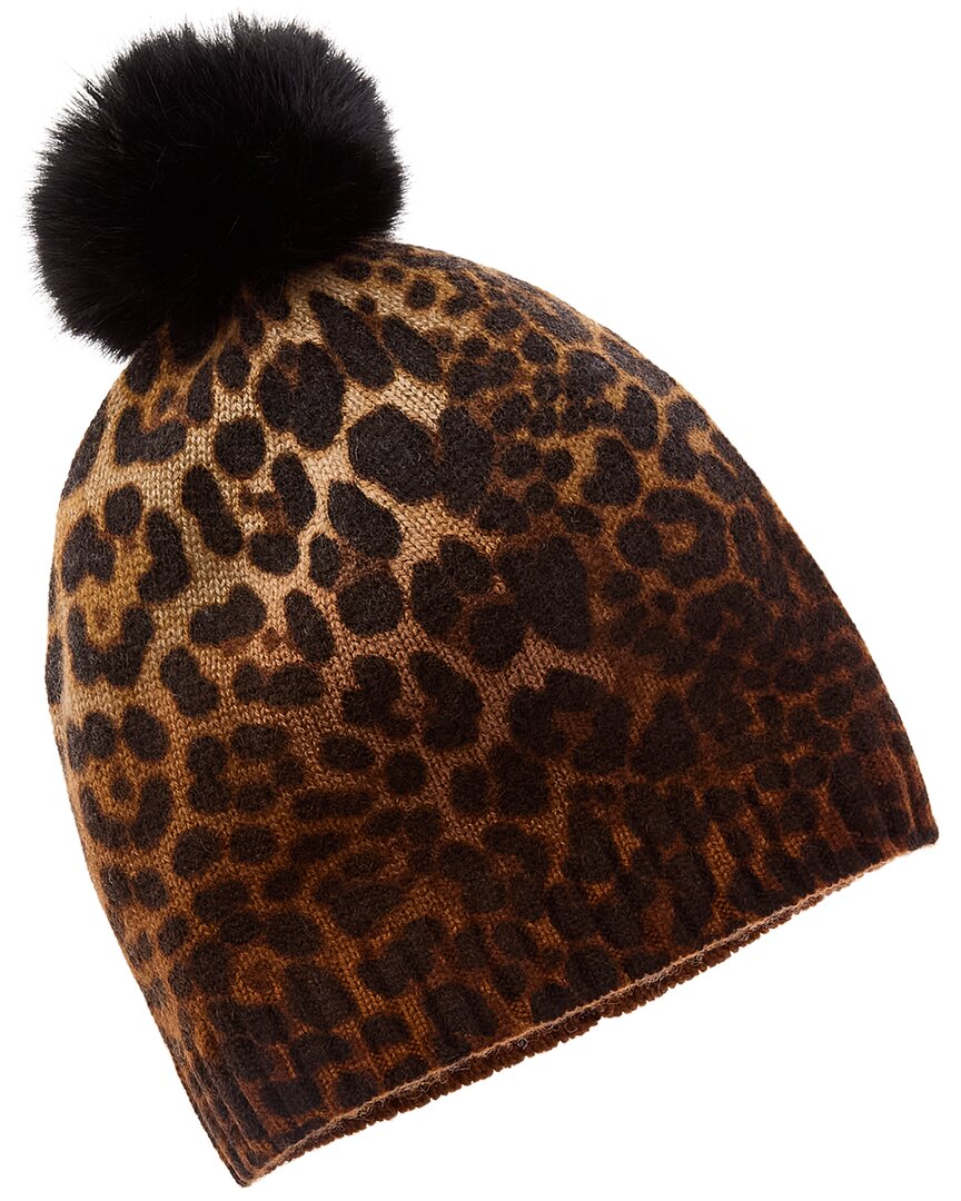 Sofia Cashmere Sofiacashmere Dip-Dye Leopard Cashmere Hat