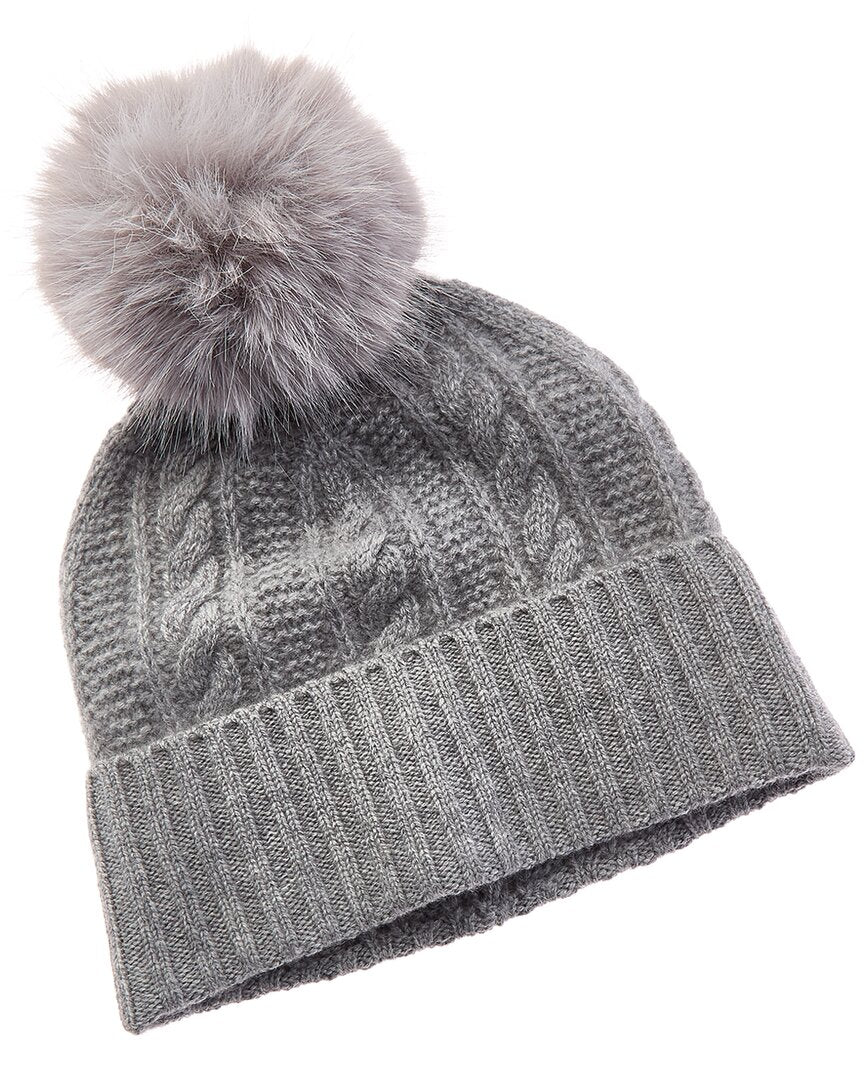 Amicale Cashmere Cable Cuffed Cashmere Hat