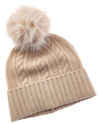 Amicale Cashmere Cable Cuffed Cashmere Hat