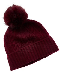 Amicale Cashmere Cable Cuffed Cashmere Hat