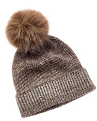 Amicale Cashmere Chunky Rib Marl Knit Cashmere Hat