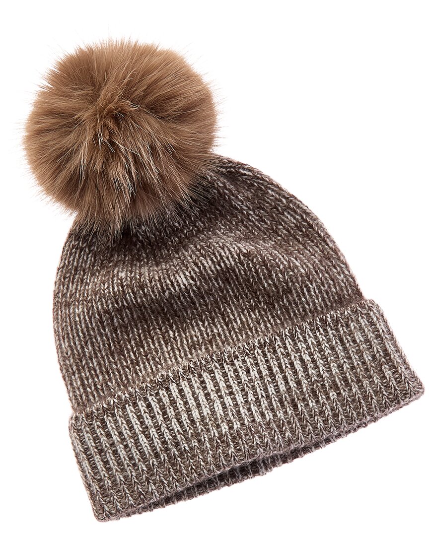 Amicale Cashmere Chunky Rib Marl Knit Cashmere Hat