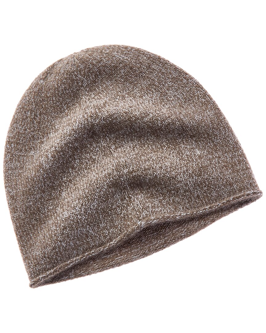 Amicale Cashmere Marled Jersey Rolled Edge Cashmere Beanie