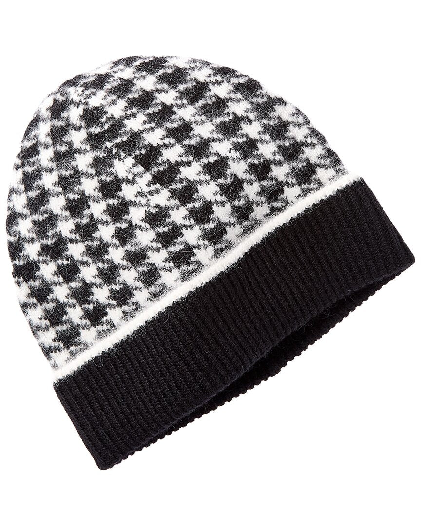 Bruno Magli Houndstooth Jacquard Cuffed Cashmere Hat