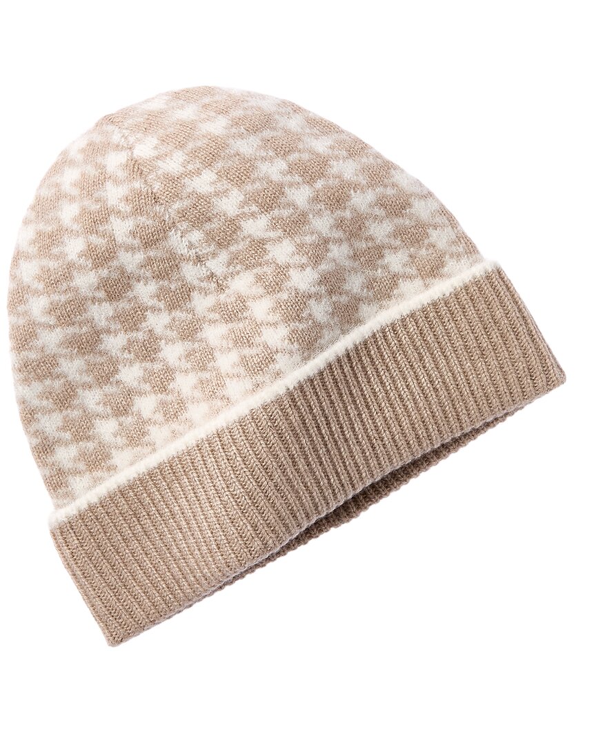 Bruno Magli Houndstooth Jacquard Cuffed Cashmere Hat