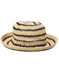 Bruno Magli Striped Crochet Straw Bucket Hat, Os, Brown