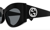 Gucci GG1843S-001 Glossy Black Oversized Cat-Eye Sunglasses