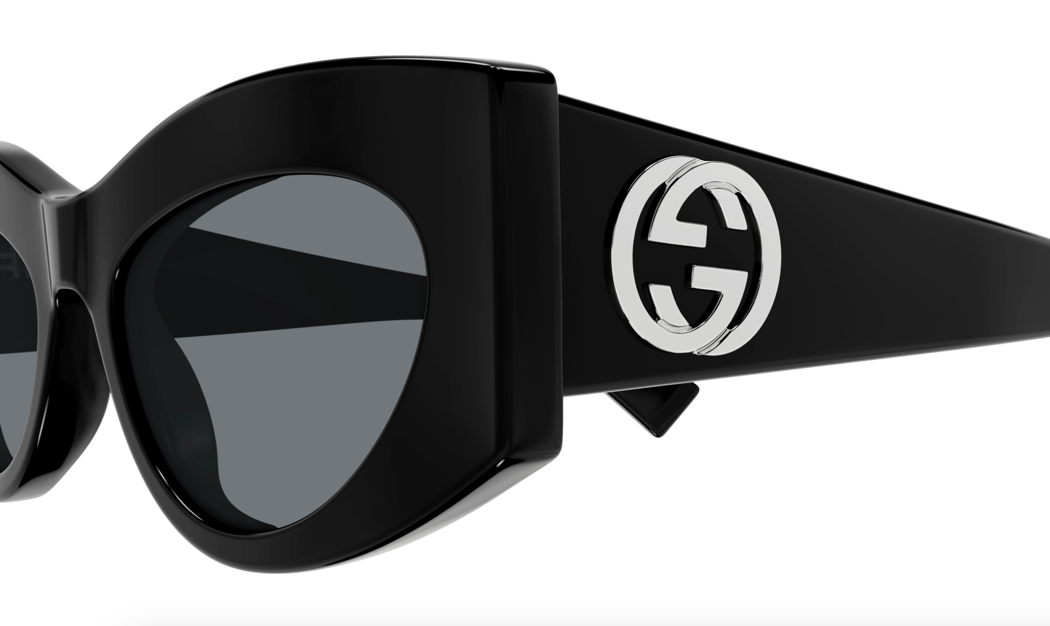 Gucci GG1843S-001 Glossy Black Oversized Cat-Eye Sunglasses