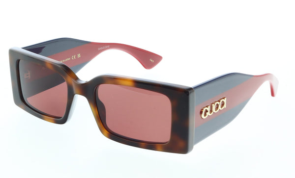 Gucci GG1860S-002 Havana, Blue & Red square Ladies Sunglasses