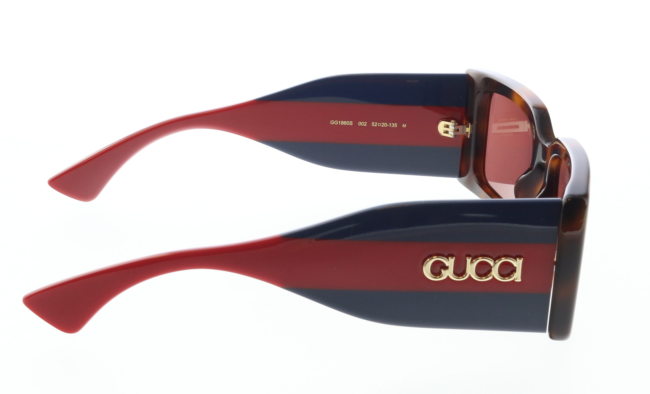 Gucci GG1860S-002 Havana, Blue & Red square Ladies Sunglasses