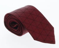 Emporio Armani Red Geometric 100% Silk Mens Tie