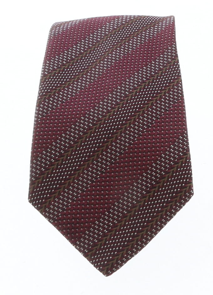 Emporio Armani Burgundy Regimental stripe 100% Silk Mens Tie
