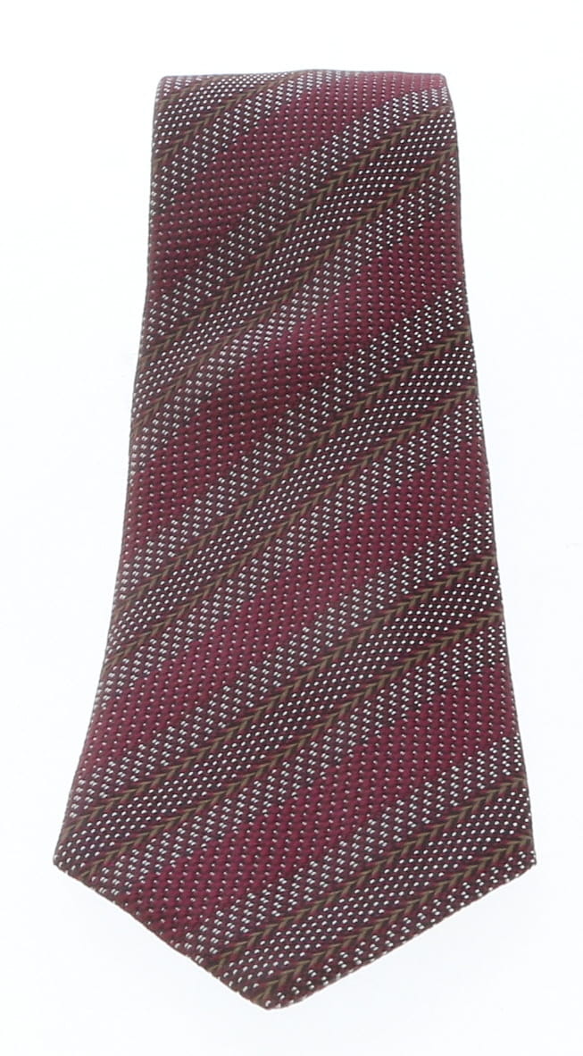 Emporio Armani Burgundy Regimental stripe 100% Silk Mens Tie