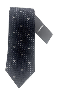Emporio Armani Black armani logo 100% Silk Mens Tie