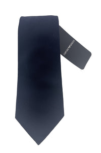 Emporio Armani Navy Blue Solid 100% Silk Mens Tie