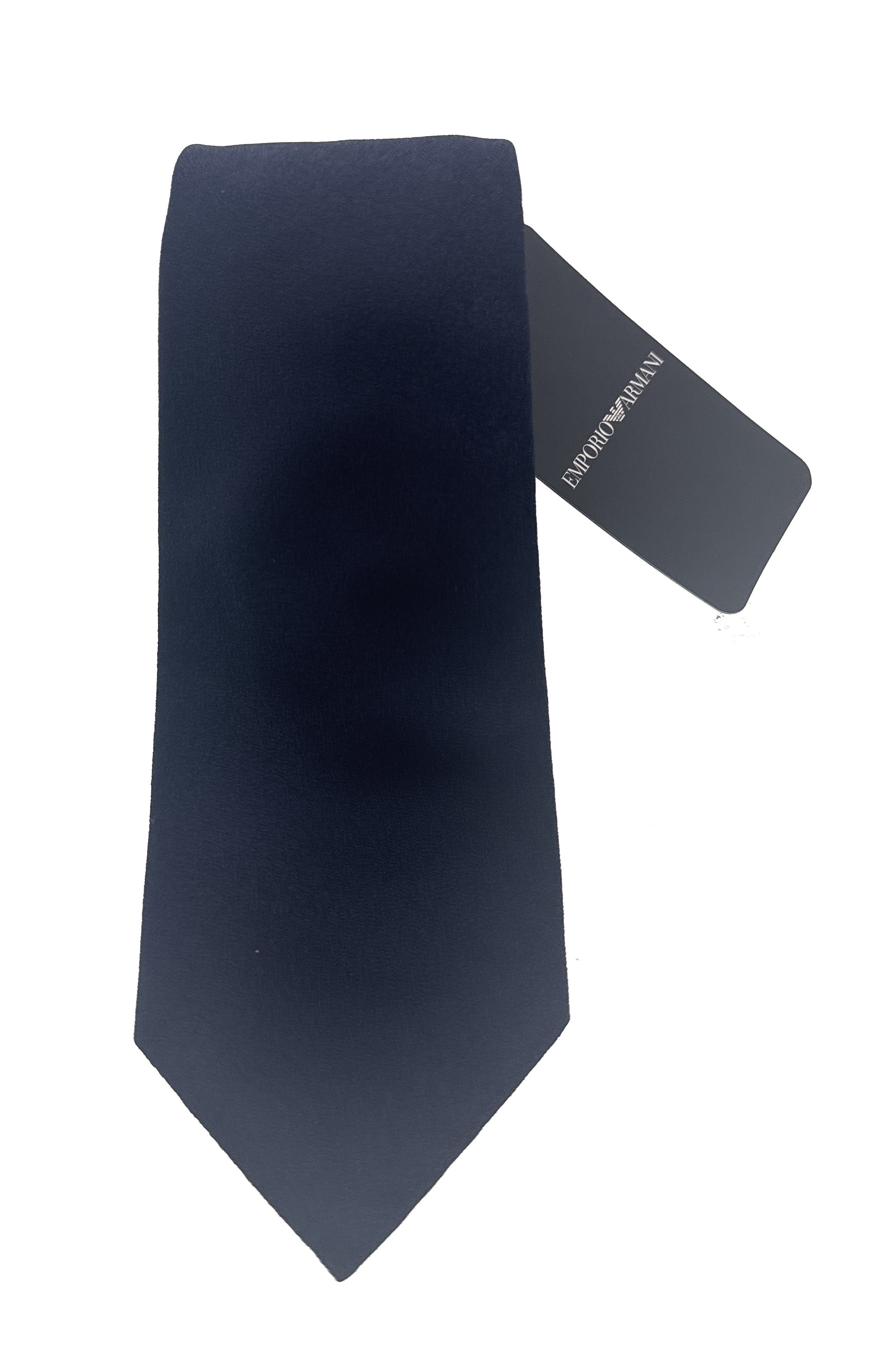 Emporio Armani Navy Blue Solid 100% Silk Mens Tie