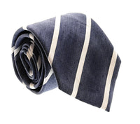 Emporio Armani Light Blue White stripe pattern 70% Linen, 30% Silk Mens Tie