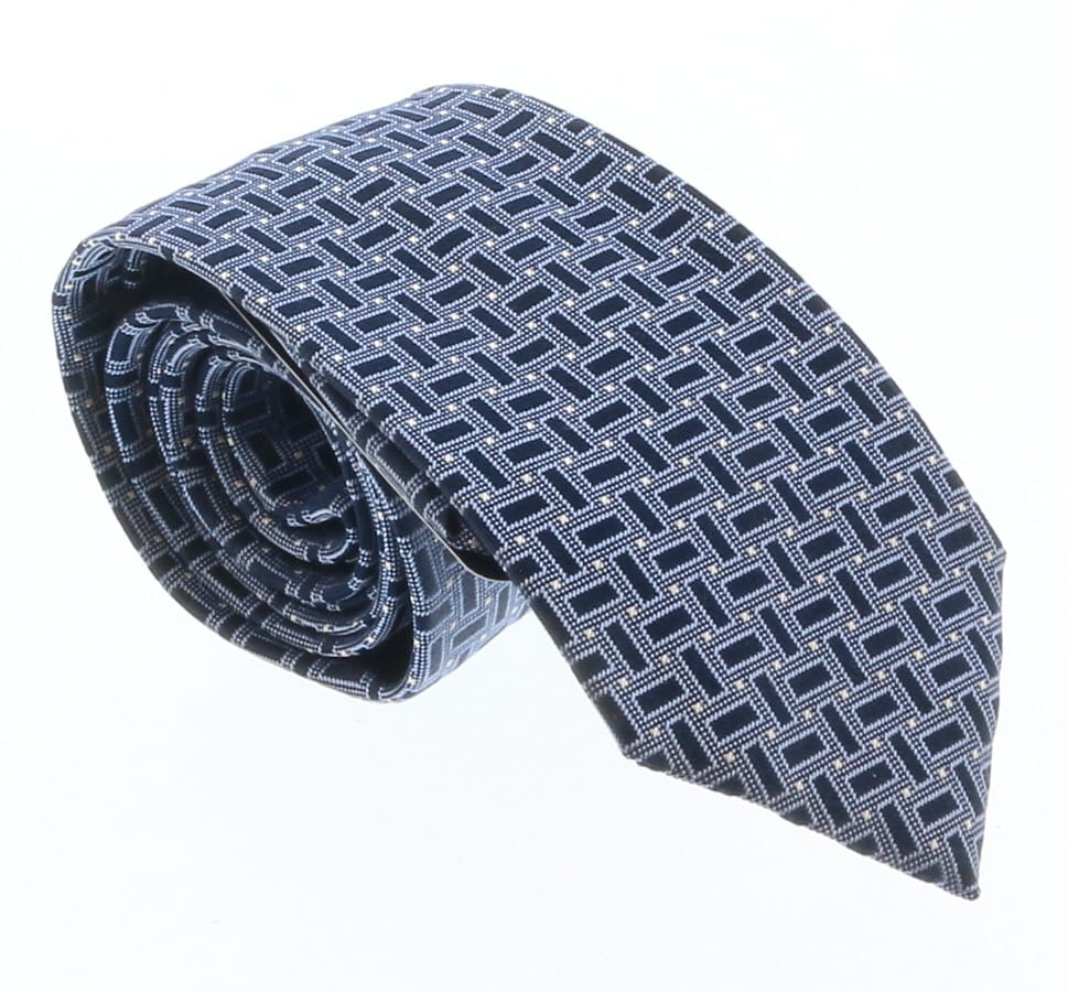 Emporio Armani Blue Geometric 100% Silk Mens Tie