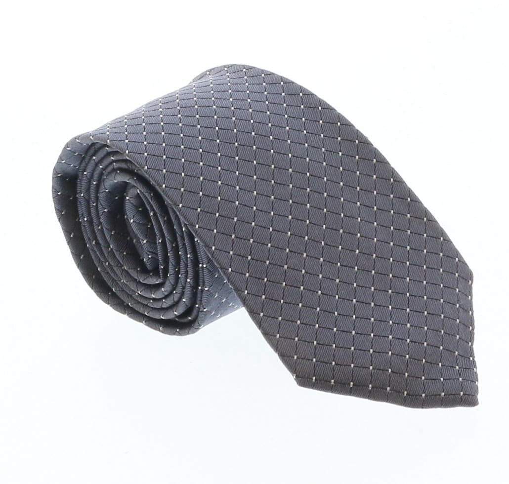 Emporio Armani Grey Diamondweave pattern 100% Silk Mens Tie
