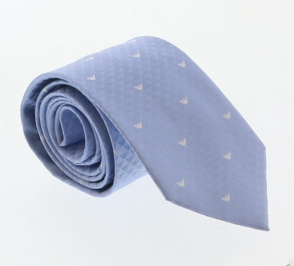 Emporio Armani Blue armani logo pattern 100% Silk Mens Tie
