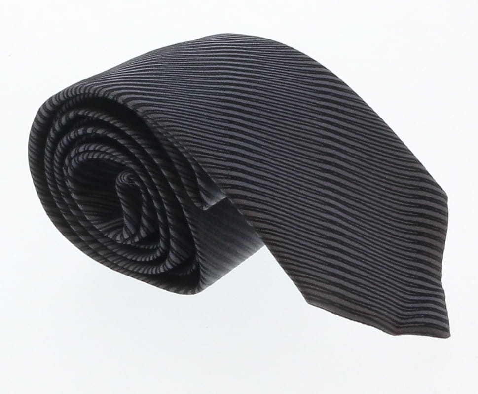 Emporio Armani Anthracite Striped 100% Silk Mens Tie