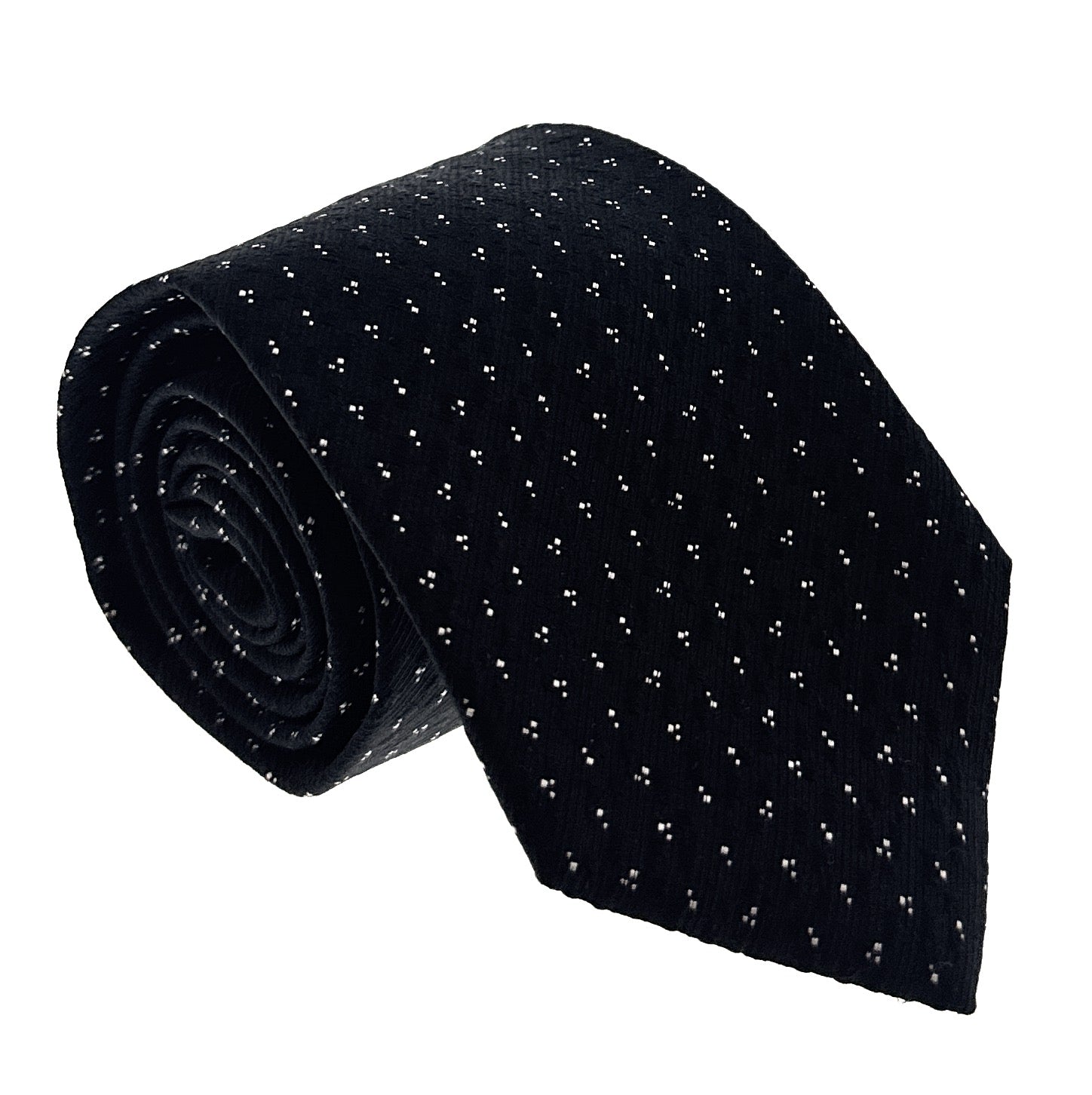 Emporio Armani Black Dotted pattern 100% Silk Mens Tie