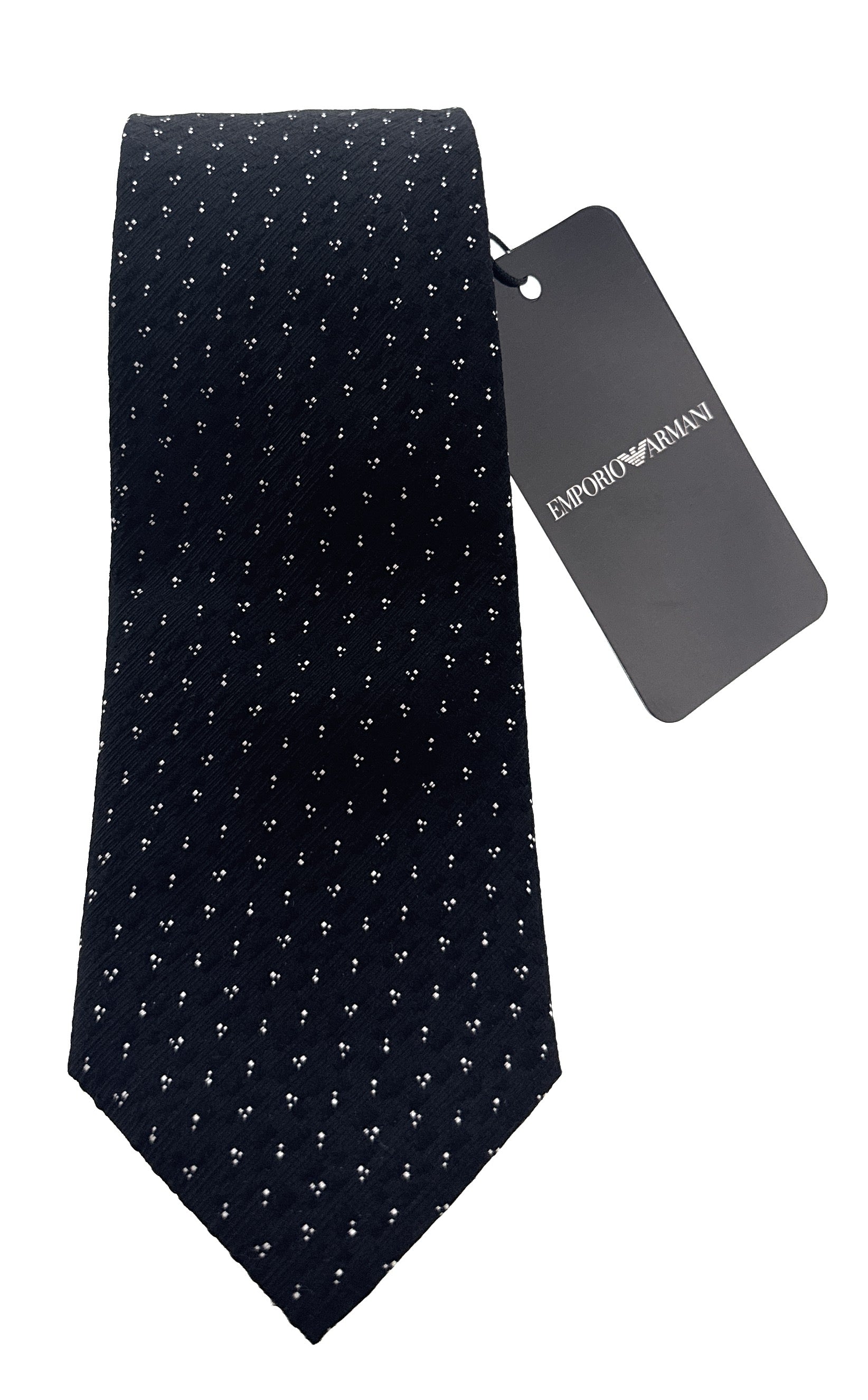 Emporio Armani Black Dotted pattern 100% Silk Mens Tie