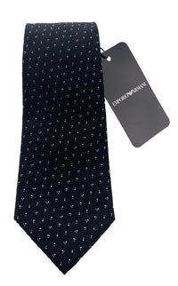 Emporio Armani Black Dotted pattern 100% Silk Mens Tie