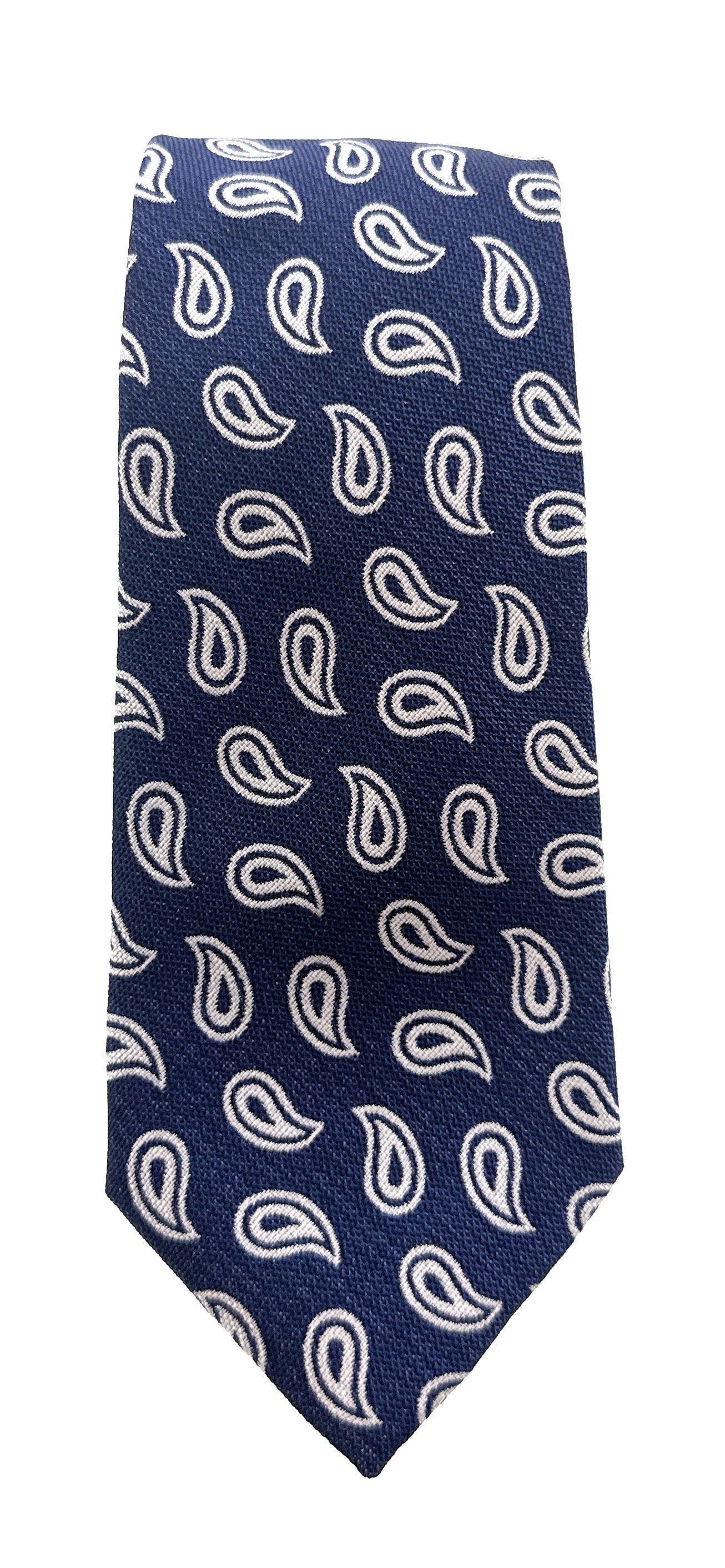 Emporio Armani Blue tear-drop motifs in white 100% Silk Mens Tie