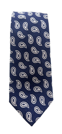 Emporio Armani Blue tear-drop motifs in white 100% Silk Mens Tie