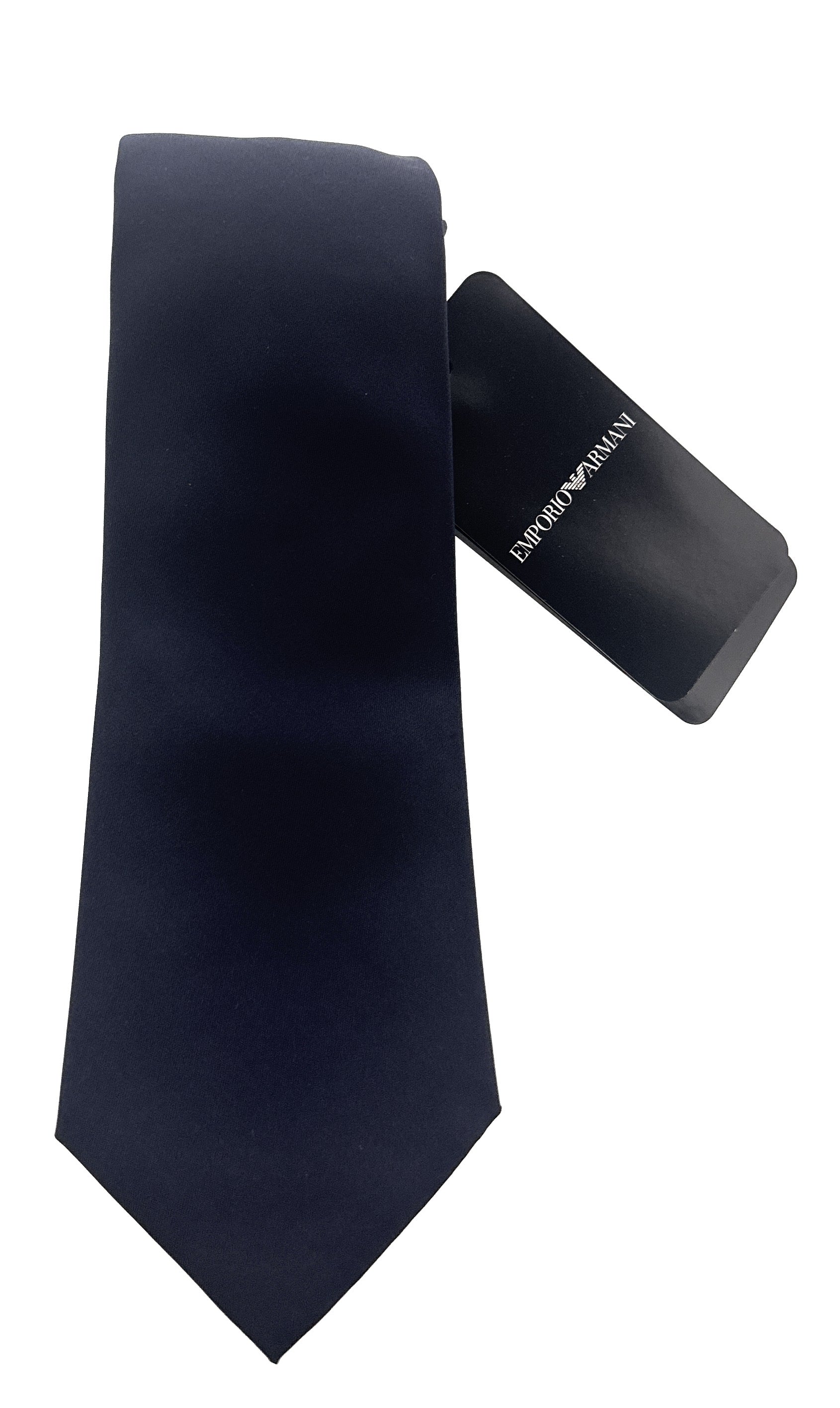 Emporio Armani Navy blue Solid 100% Silk Mens Tie