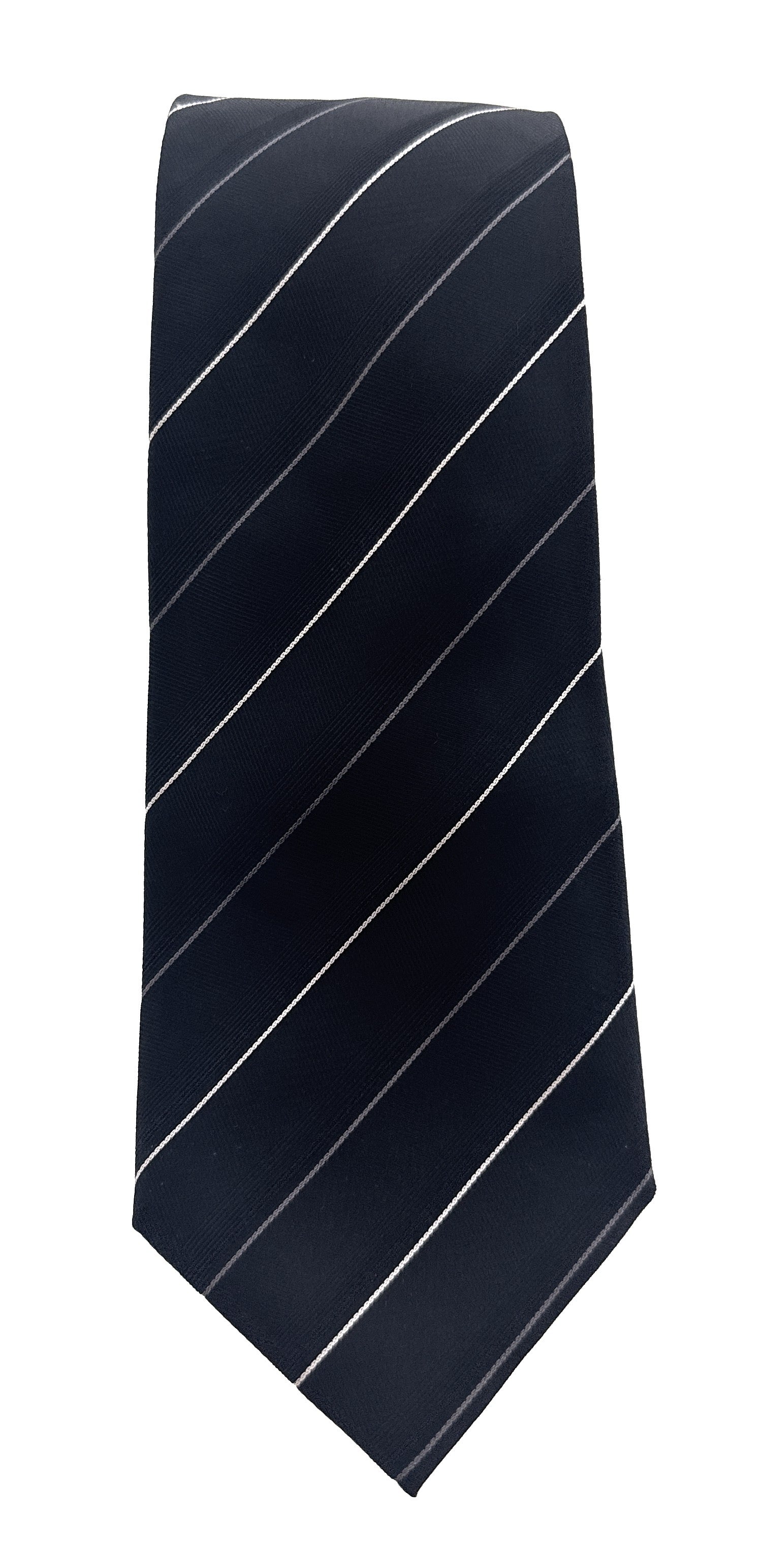 Emporio Armani Black pinstripe pattern 100% Silk Mens Tie