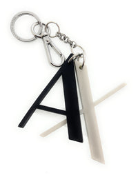 Armani Exchange White Black Rubber AX Letter Keyring