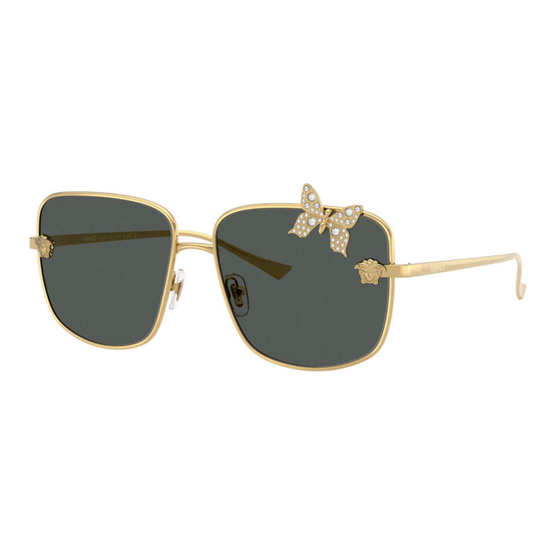 Versace Versace Sunglasses Square Full Rim, Gold Frame and Dark Grey Lens VE22821002/87