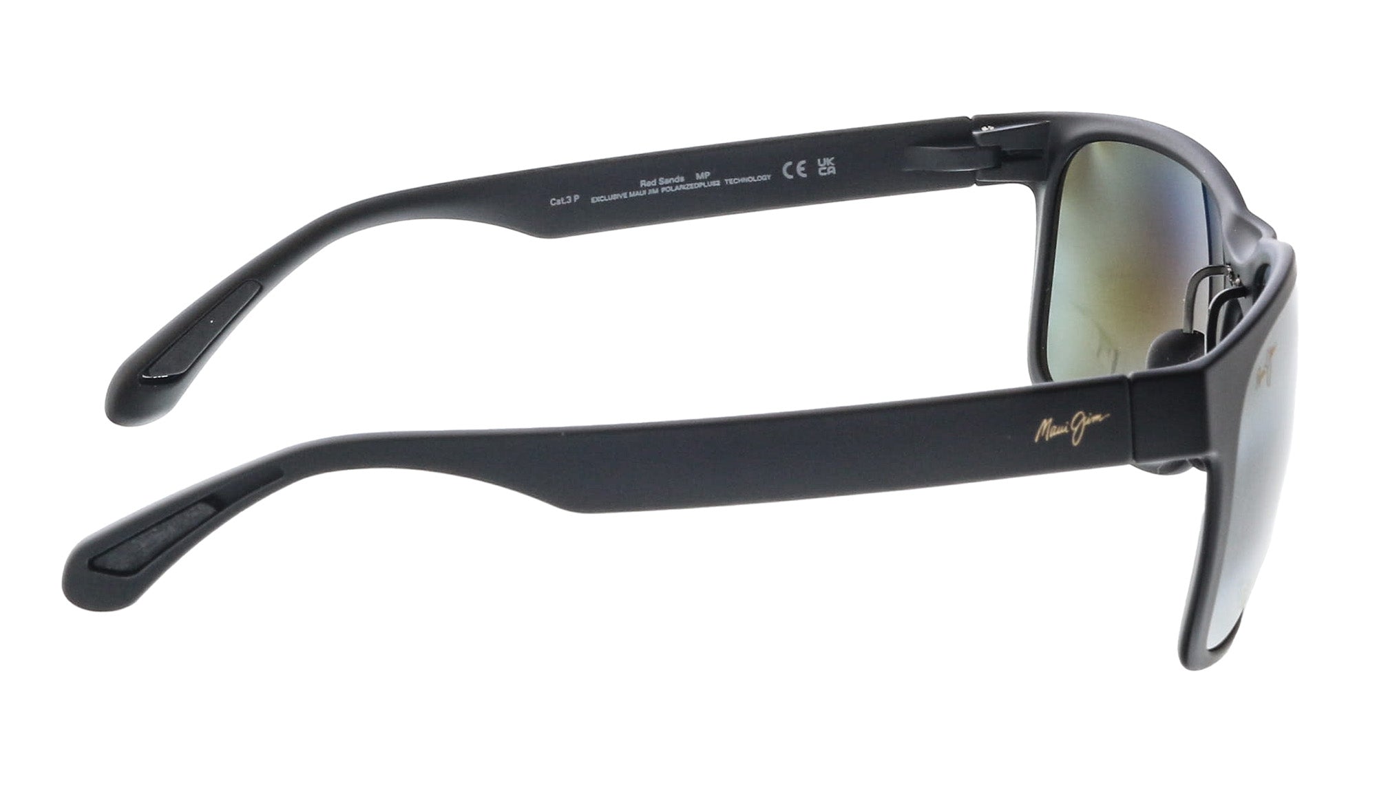 Maui Jim MJ0432S001 Red Sands Matte Black Wrap Polarized Sunglasses