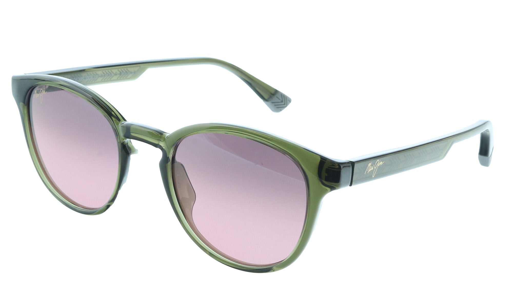 Maui Jim MJ0636S003 Round Polarized Sunglasses Translucent Green Frame