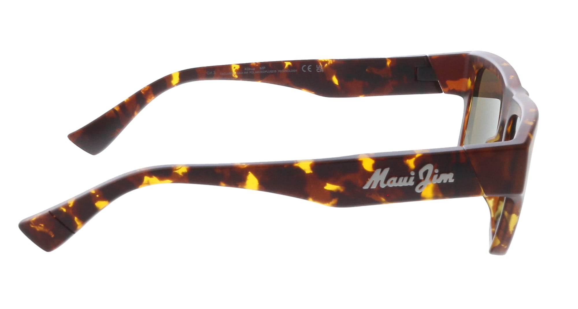Maui Jim MJ0638S002 Rectangle Polarized Sunglasses Havana Acetate Frame