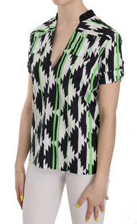 Costume National Multi Color Plunging Top Women's Blouse