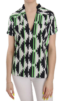 Costume National Multi Color Plunging Top Women's Blouse