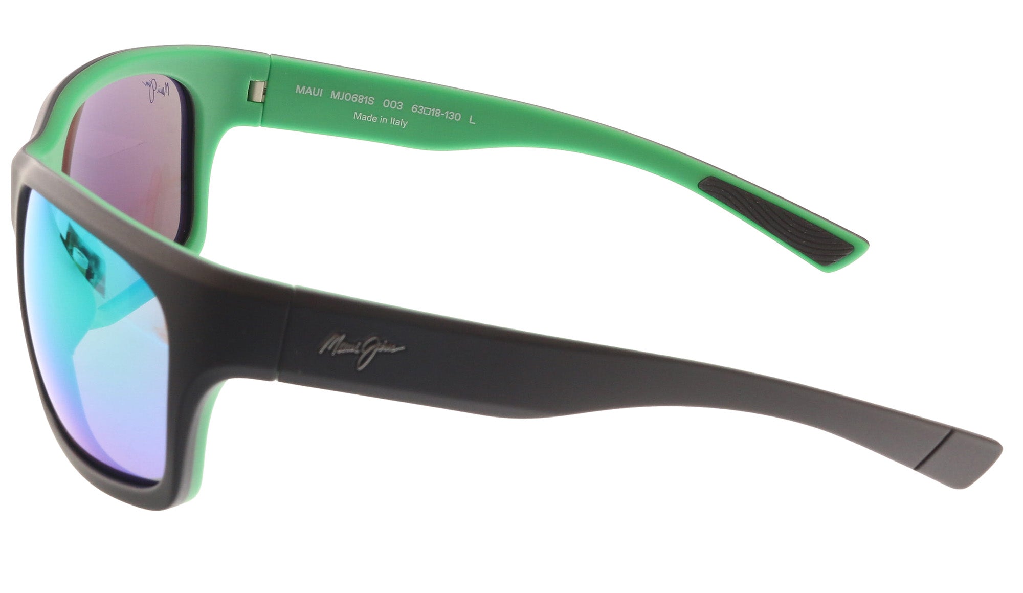 Maui Jim MJ0681S-003 Rugged Matte Black Wrap GreenMirrored Polarized