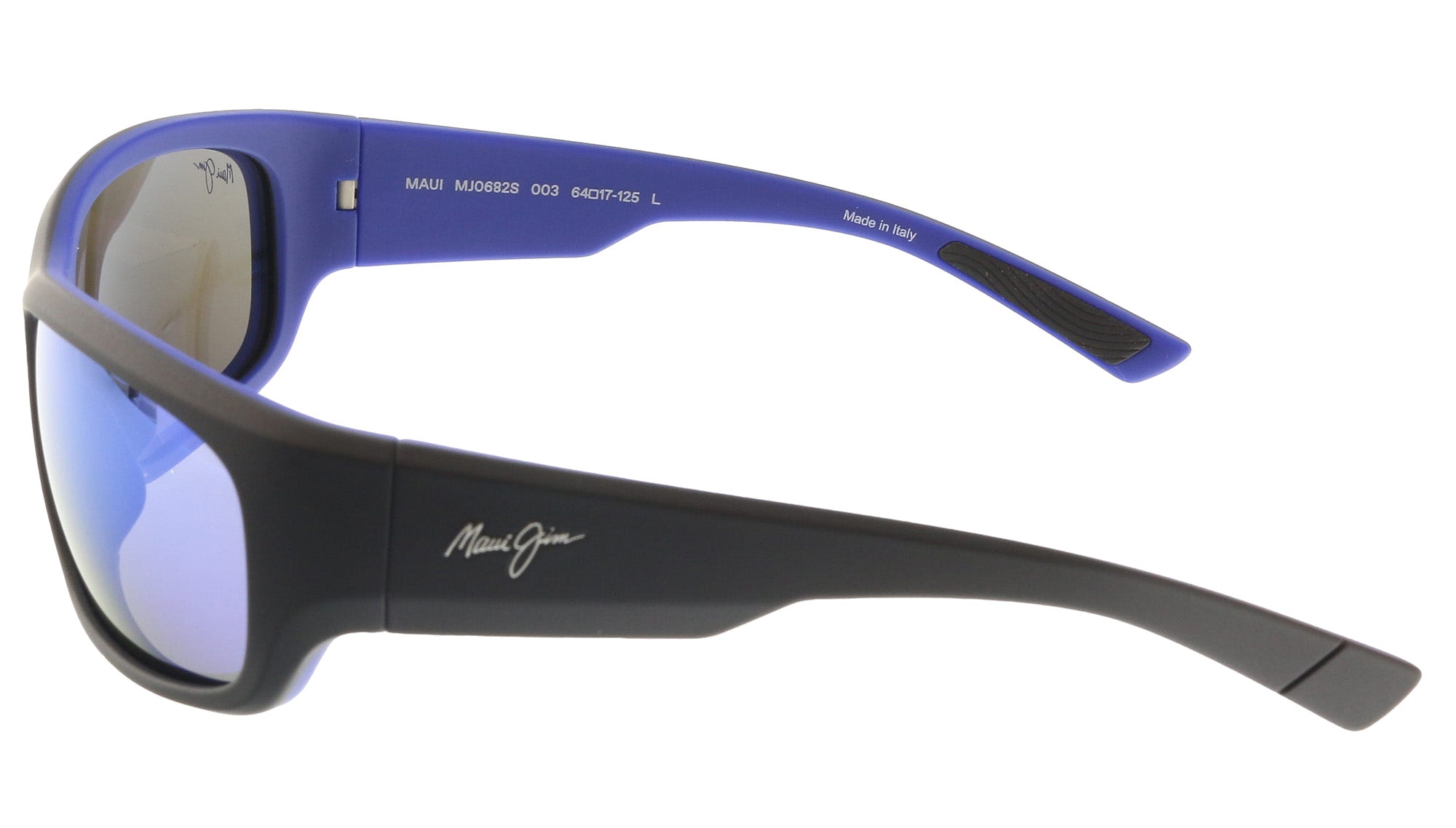 Maui Jim MJ0682S-003 Bold Black Wrap Blue Hawaii Polarized Mirrors