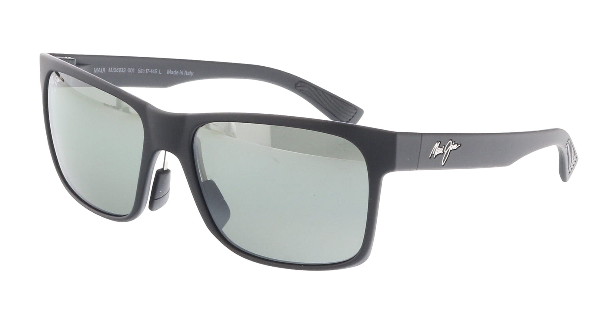 Maui Jim MJ0683S-001 Sleek Matte Black Square Grey Polarized Glass