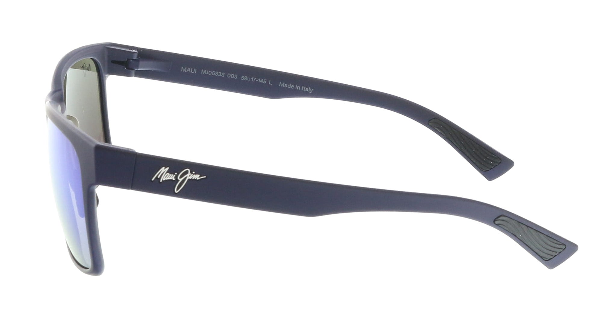 Maui Jim MJ0683S-003 Matte Blue Frame Square Blue Hawaii Mirror Lens