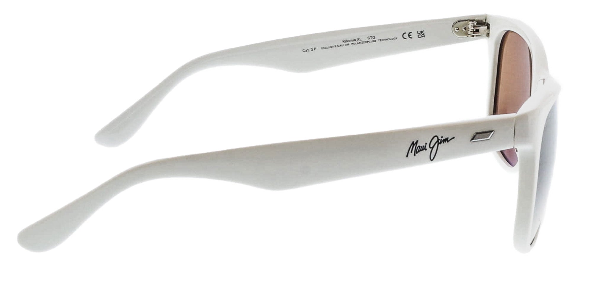 Maui Jim MJ0693S-004 Crisp White Square Acetate Sunglasses Warm Brown