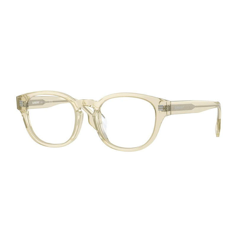 Burberry Eyeglasses Round Full Rim, Green Frame and Clear Demo Lenses Lens BE2382D3010